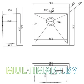 Кухонная мойка ARFEKA ECO AR 500x500+CL AR+DS AR SATIN картинка 8